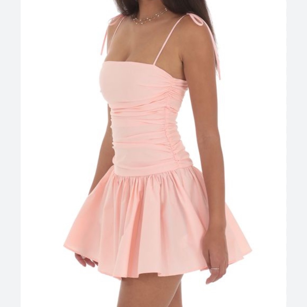 Lucy in the Sky Pink Ruched Mini Dress